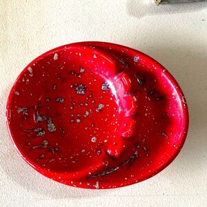 MCM red speckled ceramic ashtray